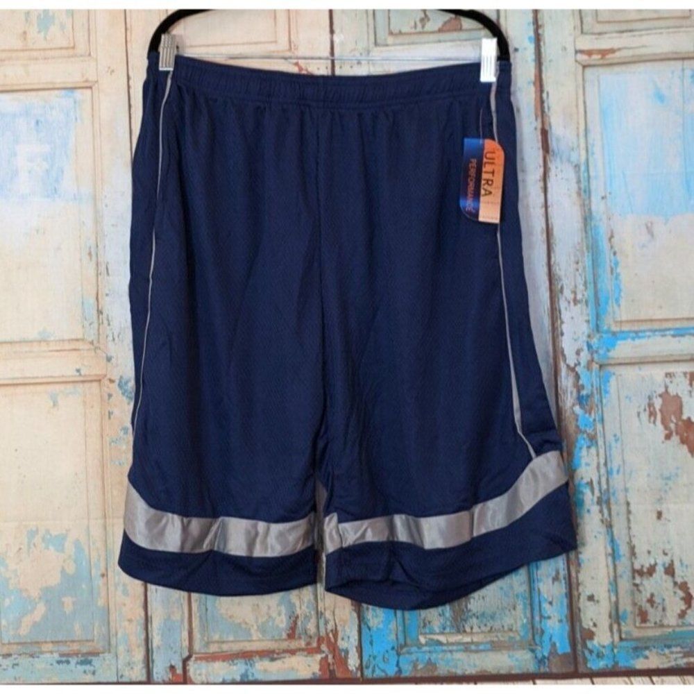 Ultra Performance Mens Size XL Blue Elastic Waist Pull On Gym Athletic Shorts